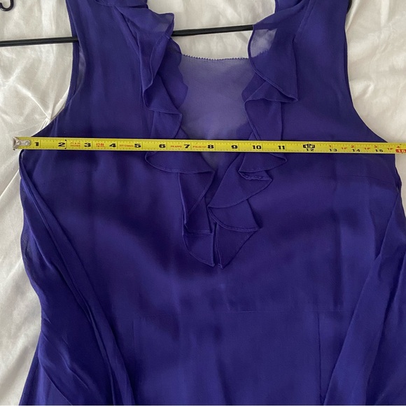 Vera Wang Silk Georgette Tie Waist Ruffle Dress - Picture 10 of 11